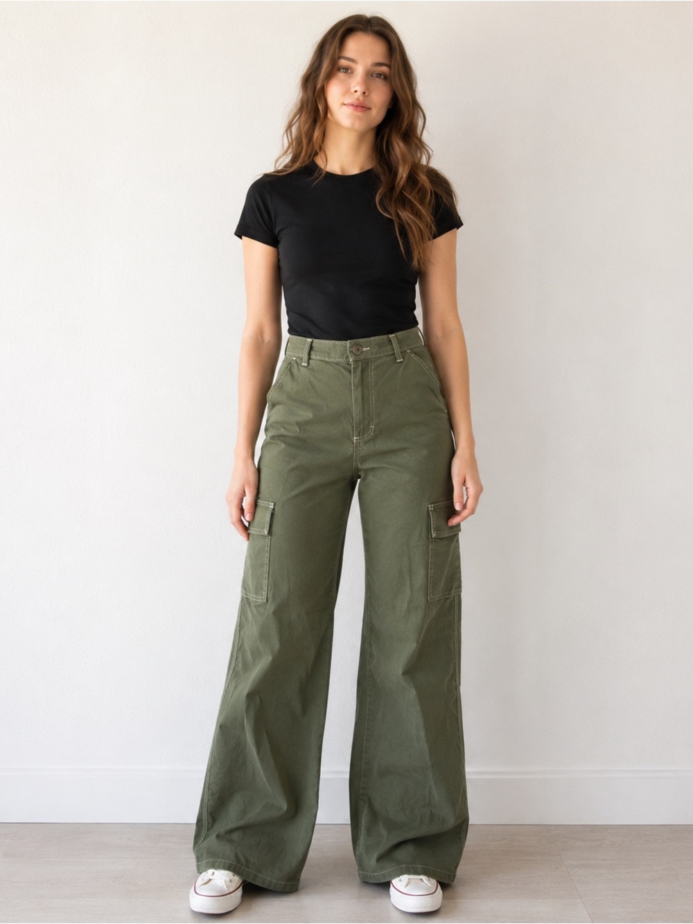 Lee Olive Wide-Leg Cargo Jeans - Picture 2 of 5